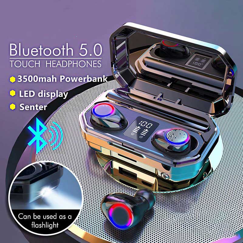 Earphone Nirkabel Bluetooth Earphone 5.1 Model tws M12 binaural dengan layar sentuh dan baterai