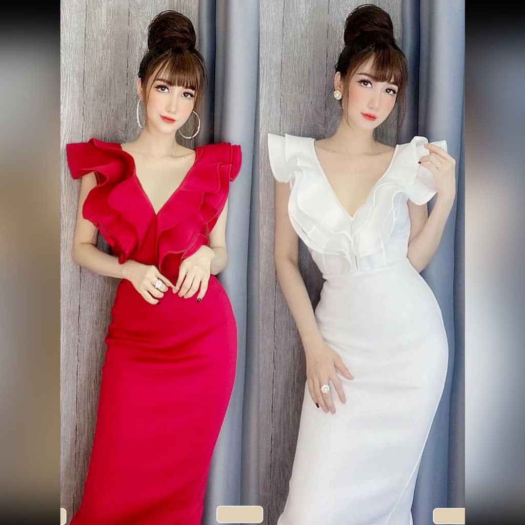 Korean Midi Dress Terbaru Cantik KD 4080 Bodycon Pressbody Lurus / Baju Gaun Pesta Wanita Kekinian B