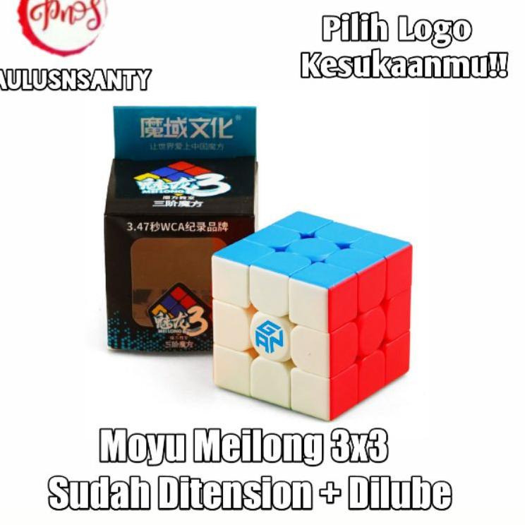 KHR.15Ma23ᶻ ▫ Rubik 3x3 Moyu Meilong 3x3 Stickerless[SUDAH DISETEL]
