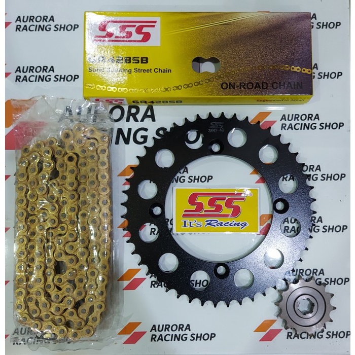 Gear Set Sss Black Klx 150 / D Tracker 150 & Rantai Sss 428 Sb Gold #Original