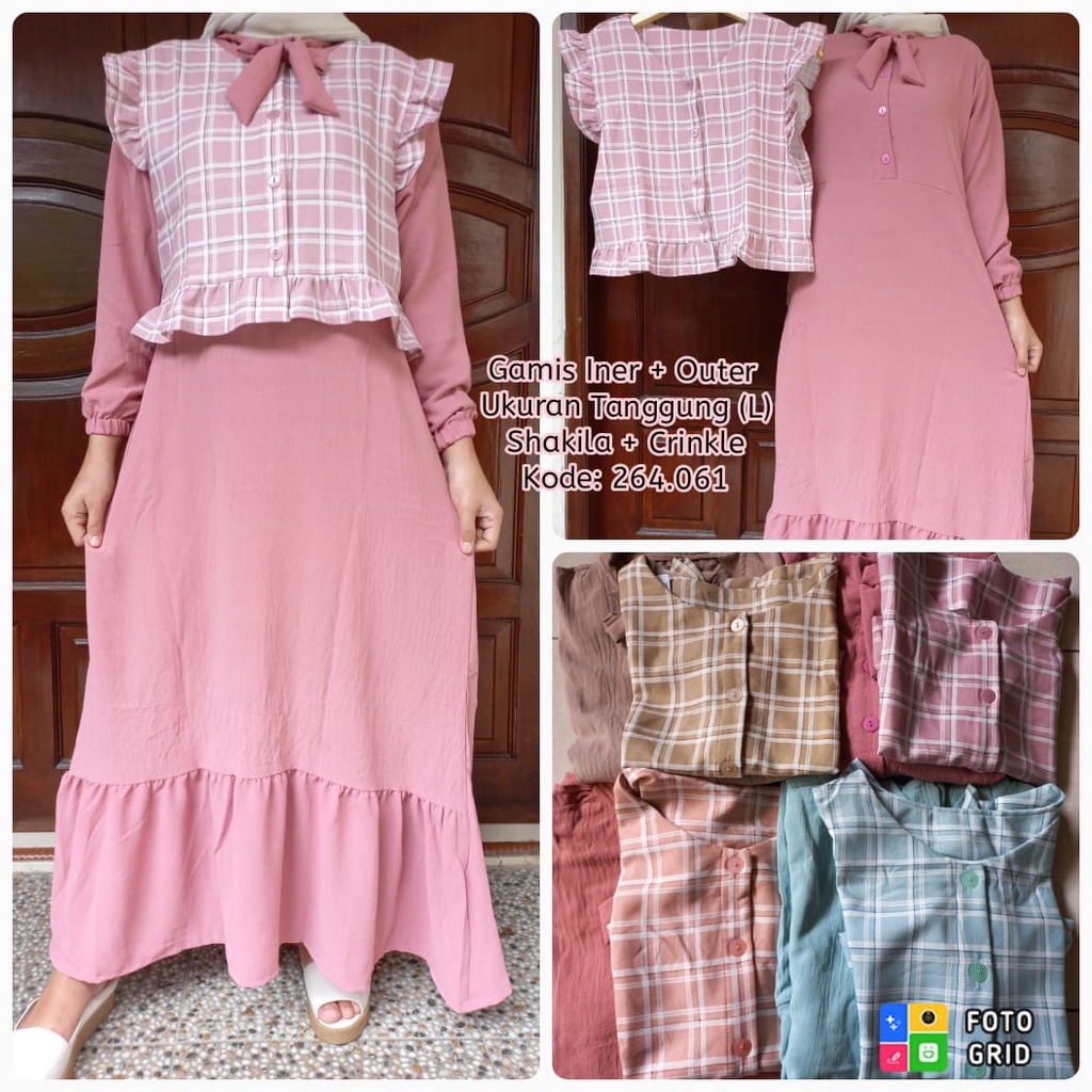 Gamis Anak Tanggung Umur 13-16 Tahun/Kode:264.061/ Gamis Rompi/ Gamis Outer/Gamis kekinian