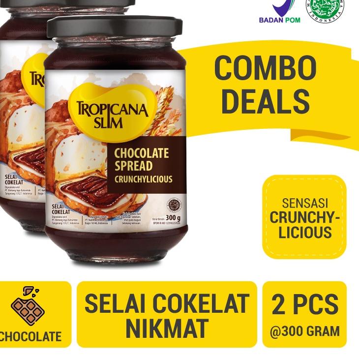 

✿ Twin Pack - Tropicana Slim Chocolate Spread 300 gram - Selai Cokelat Nikmat Tanpa Gula Pasir ☈