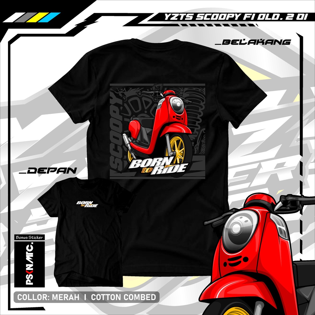 KAOS SCOOPY FI OLD- Kaos Distro Pria Wanita Original Custom Desain Motor SCOOPY FI OLD Baju MOTOR SC