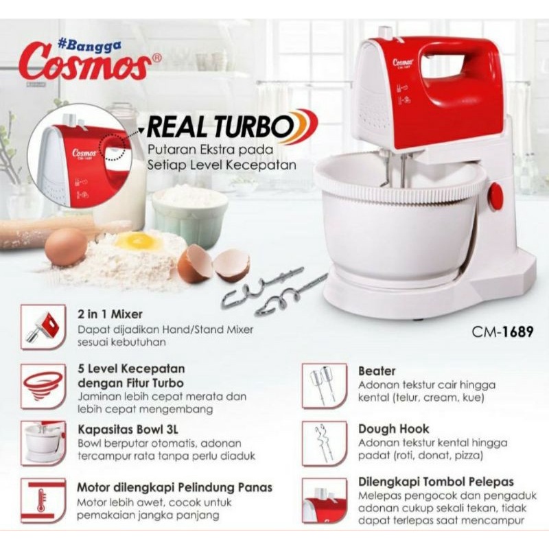 Stand Mixer / Mixer Com COSMOS CM-1689 / CM1689 (3 Liter)