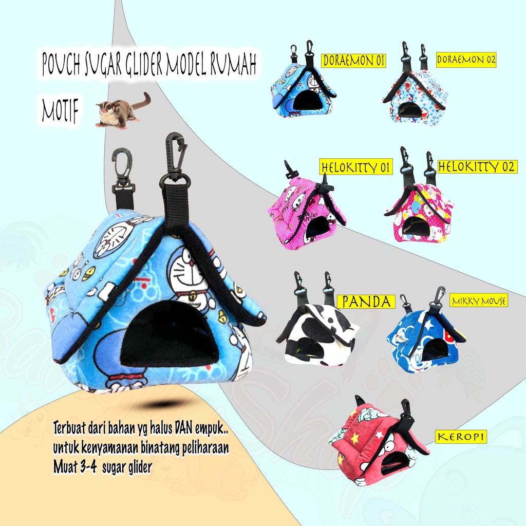 NEW-DORAEMON-SLEEPING POUCH MODEL RUMAH HEWAN SUGAR GLIDER, TUPAI TERBANG
