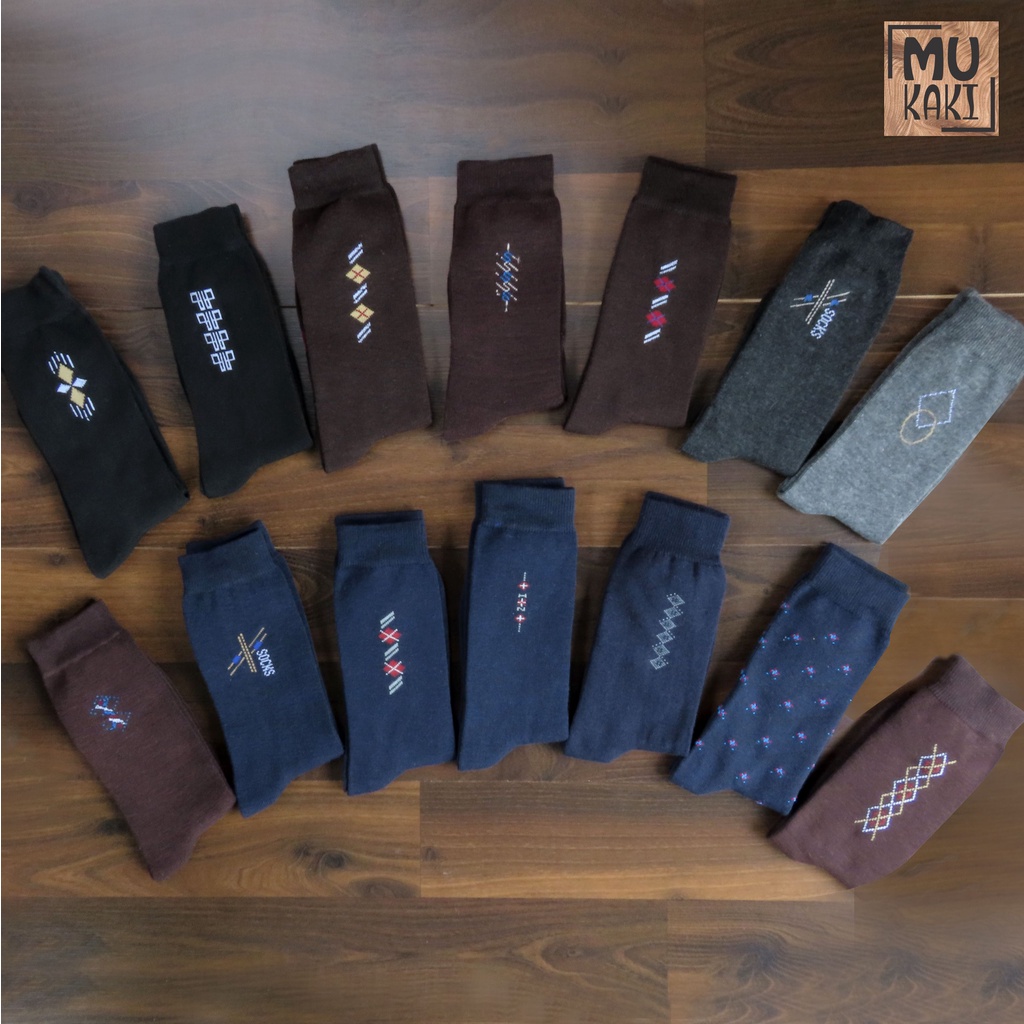 Mukaki Kaos Kaki Pria Dewasa Murah / mansock motif premium Kaos Kaki Kantor Formal MIX 12 Pasang