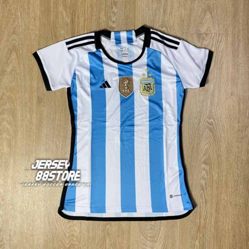Jersey Sepak Bola Wanita / Ladies ARGENTINA HOME Bintang 3 Grade Ori