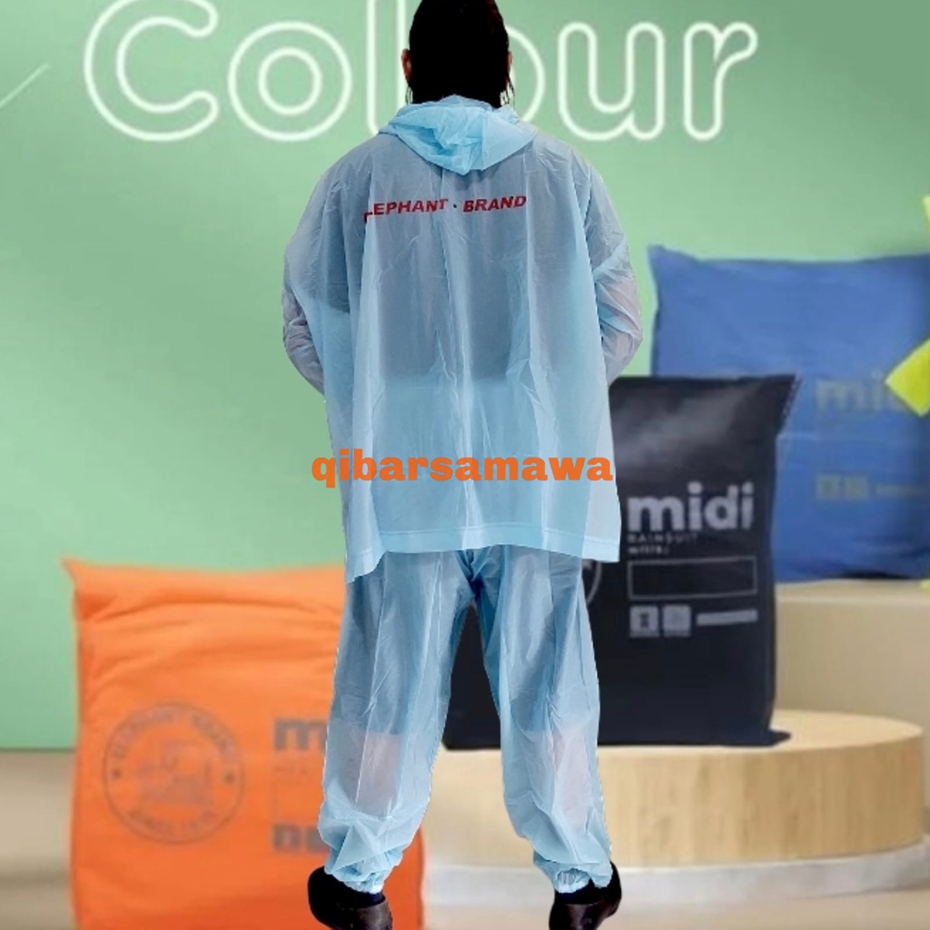 Elephant Brand Jas Hujan Midi Setelan Poncho Lengan + Celana Dewasa