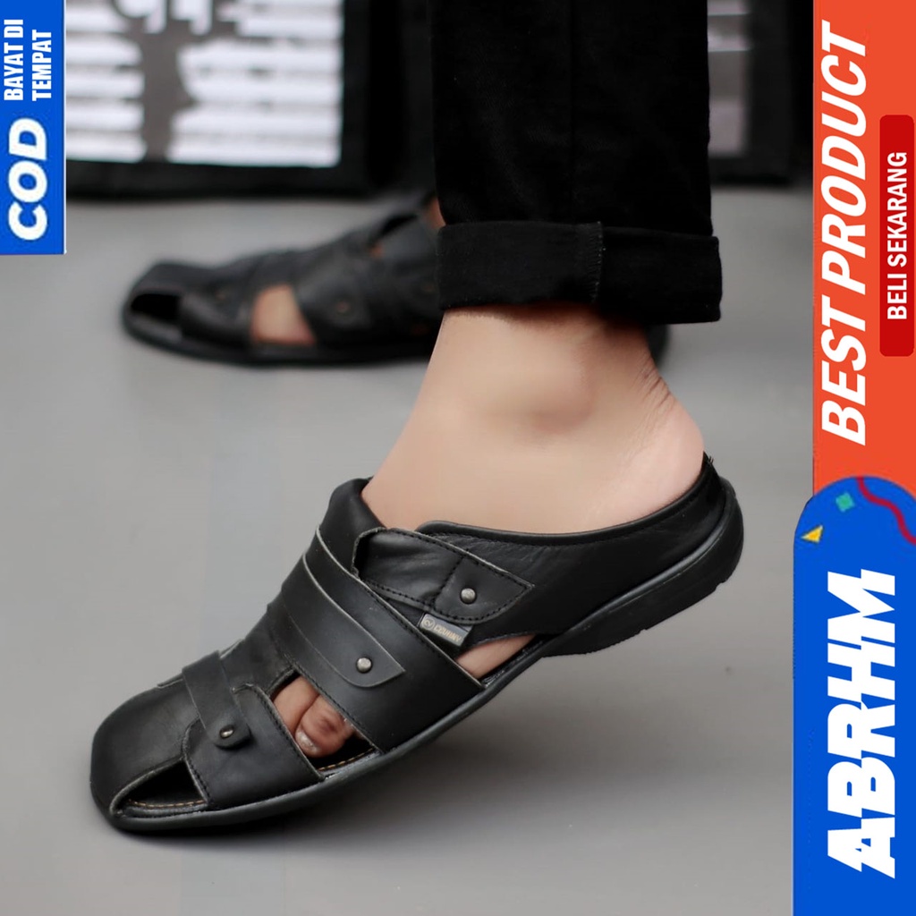 Sepatu Sandal Casual Kulit Asli Bustong Tutong Sendal Slop Original Murah Terbaru Kekinian