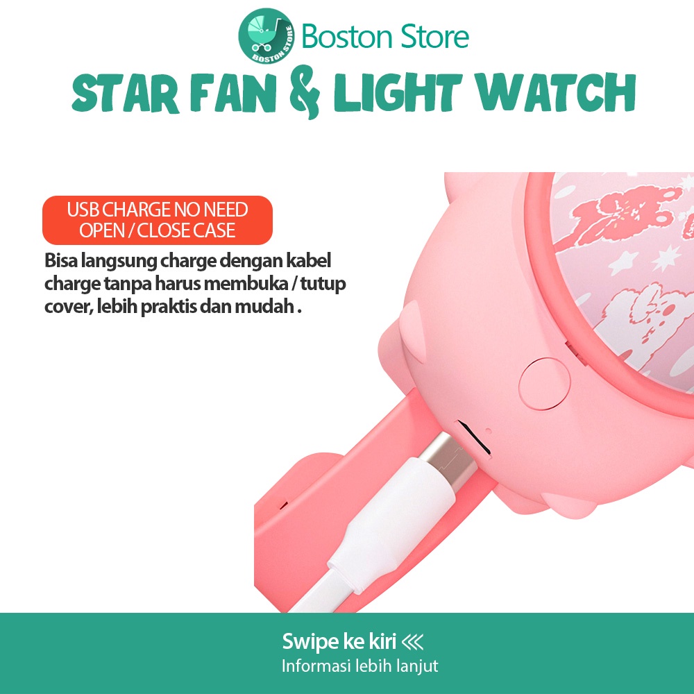 Bostonstore Kipas Angin Portable Gelang Fan Projector Listrik Kipas Mini Anak Anak / Kipas Angin Mini Bentuk Jam Tangan Portable/ Kipas Angin Tangan / Kipas Angin Tangan Portable / Kipas Angin Tangan Mini / Kipas Angin Tangan Karakter / Kipas Angin