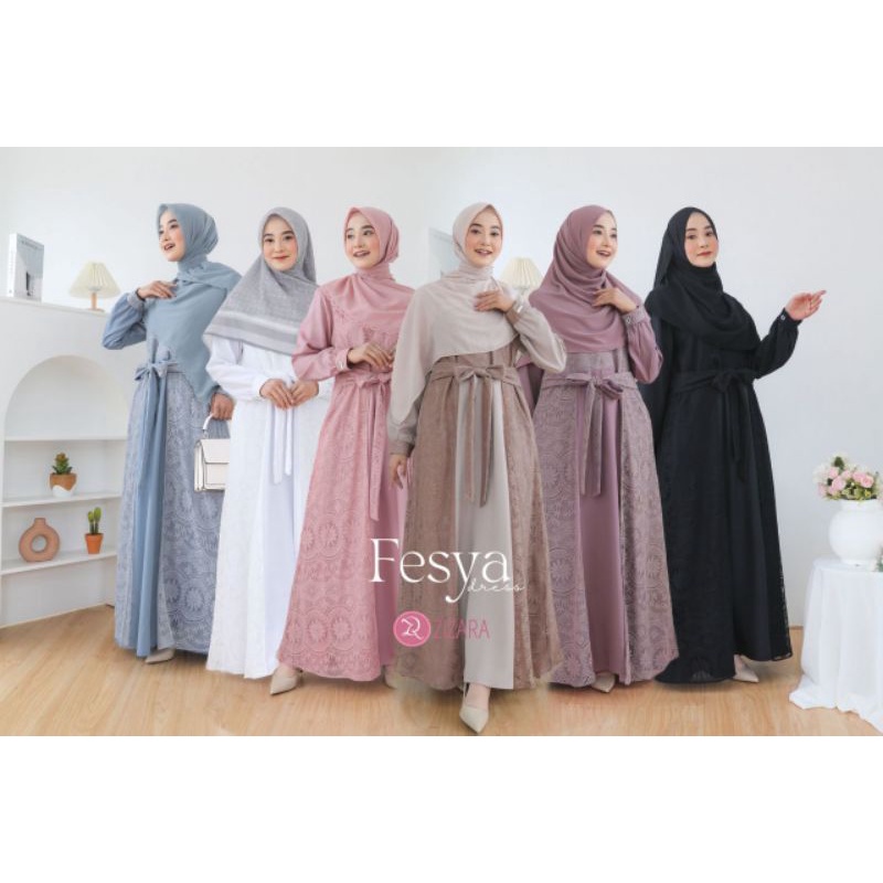 FESYA DRESS by ZIZARA | GAMIS BRUKAT LEBARAN