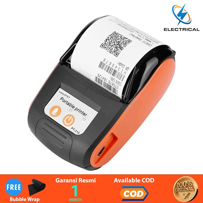 Termurah GOOJPRT POS Bluetooth Thermal Receipt Printer 58mm - JP-PT210 - Black/Orange MINI PORTABLE 