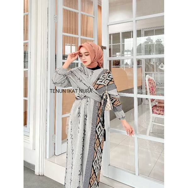 ( READY STOK ) DRES RANIA Lengan panjang Couple Tenun Lebaran Baju Kondangan