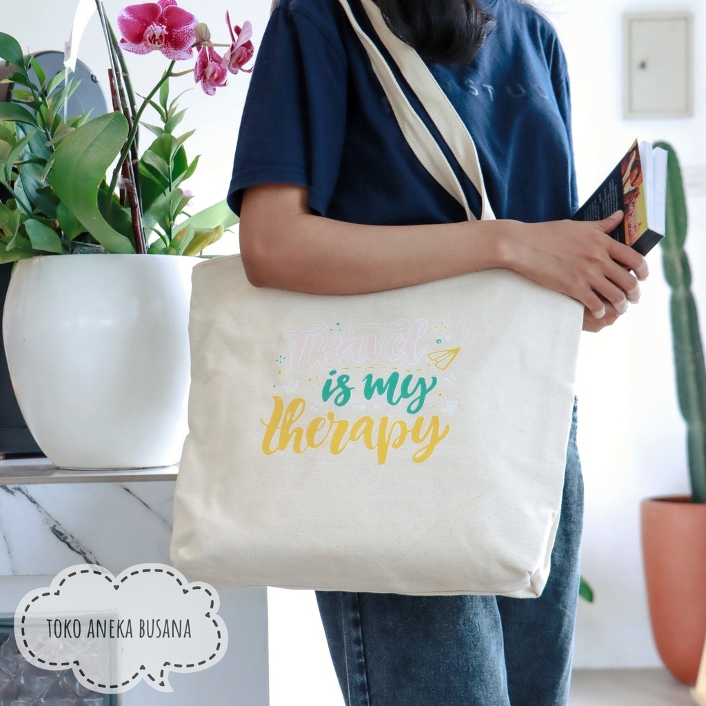 Tote Bag Wanita Kanvas Resleting Aesthetic Bahan Premium Totebag Kuliah