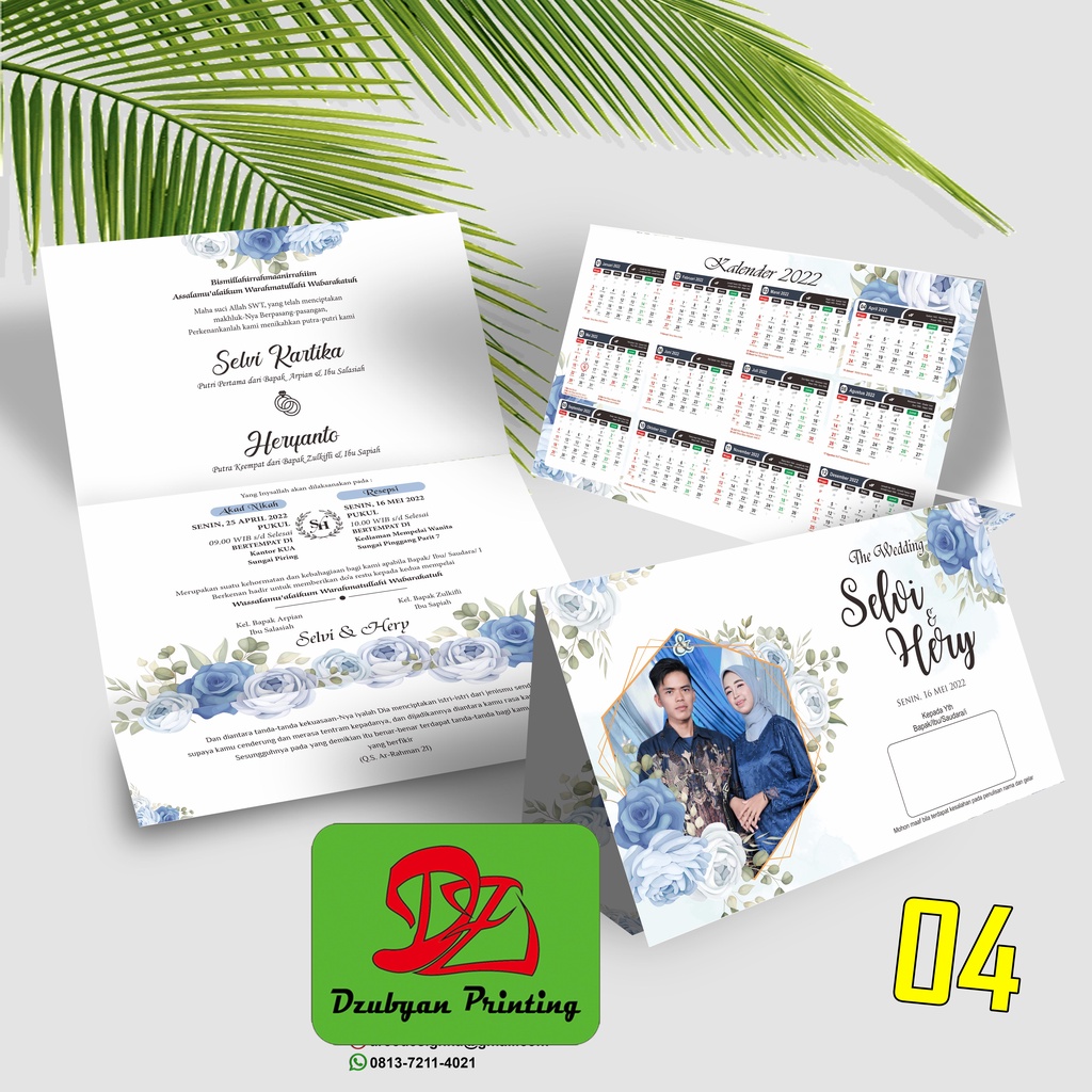 UNDANGAN PERNIKAHAN LIPAT 3 TEMA KALENDER 2026 foto / tanpa foto