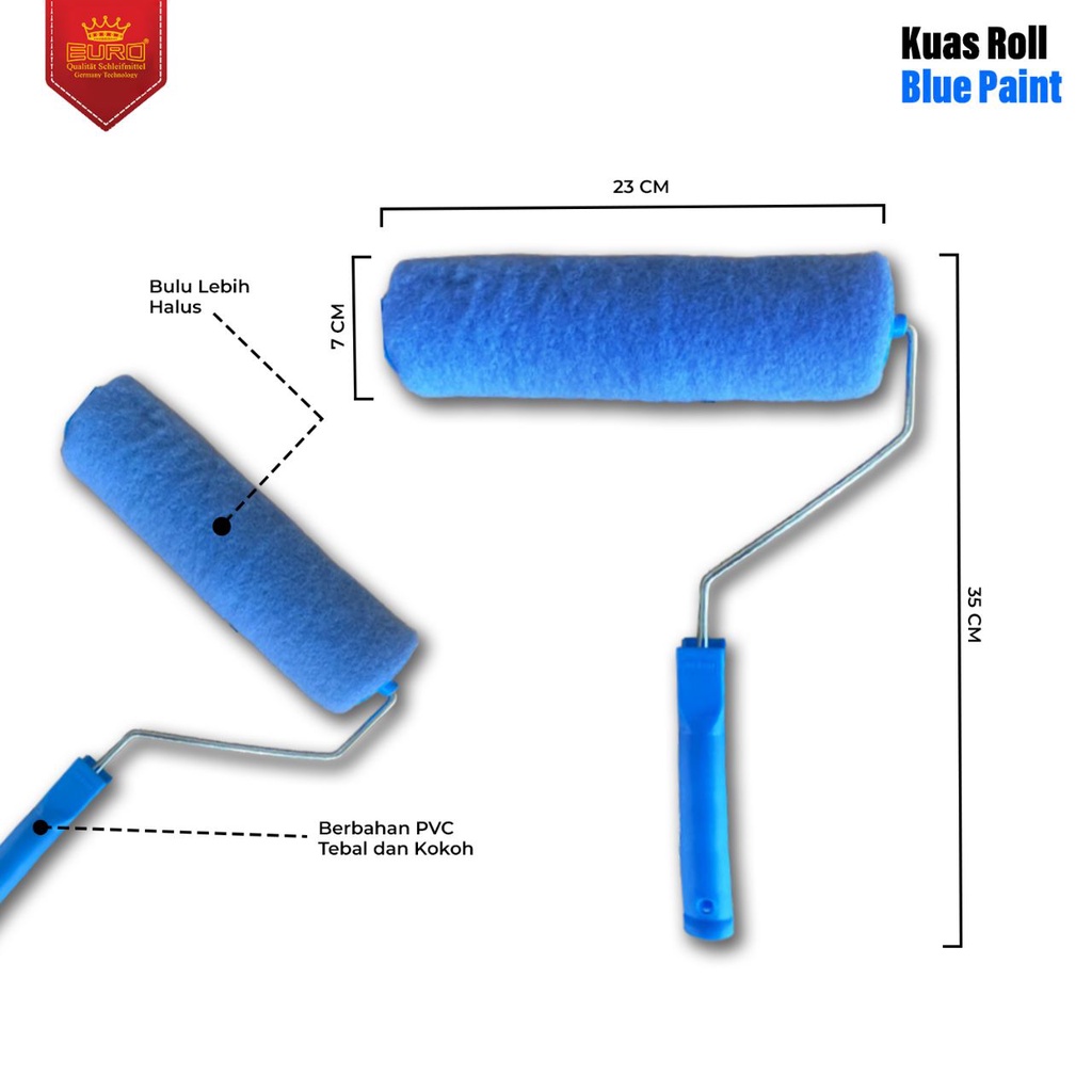 Kuas Roll Rol Cat Besar 9&quot; inch Blue Paint Murah Berkualitas satu set