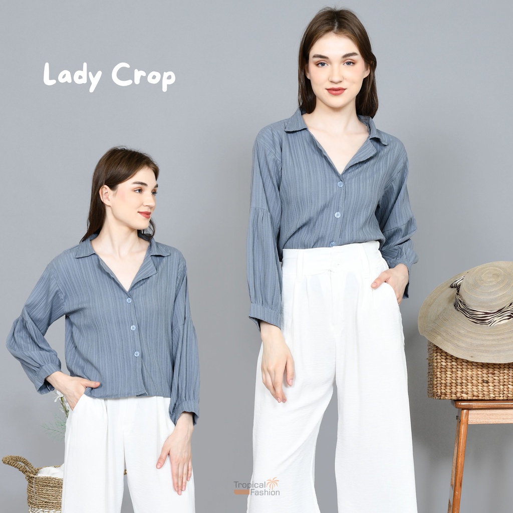 Kemeja Lady Crop Bahan Lady Crush Untuk Remaja dan Dewasa