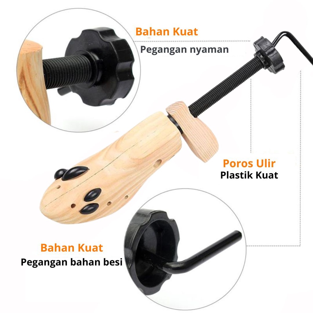 ORIGINAL Shoes Stretcher Expander Shoe Bunion Pembesar Ukuran Sepatu Bahan Kayu