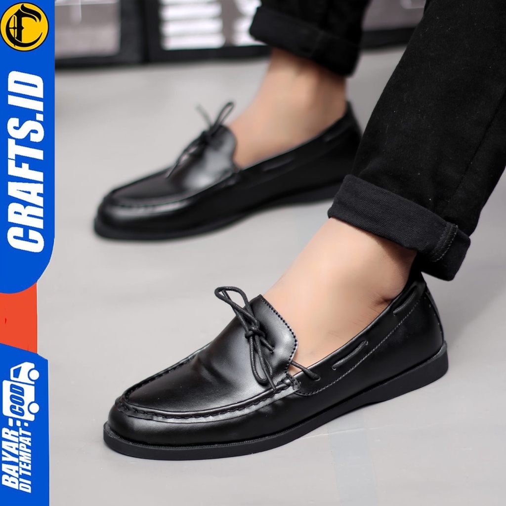 CRAFTS ELDER Sepatu Formal Pria Kulit Syntetic Sepatu Pria Casual Pantofel Kerja Kantor Kondangan Cowok