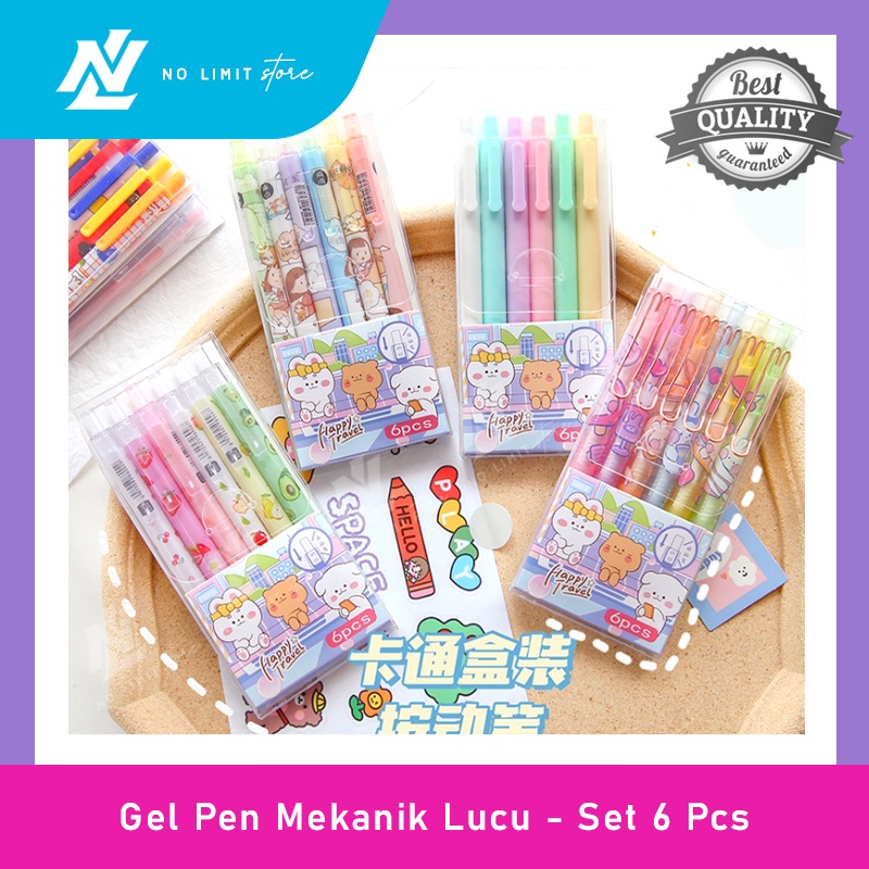 

Pulpen Gel Mekanik 0.5MM / GEL PEN 1 SET 6 PCS - Pulpen Lucu