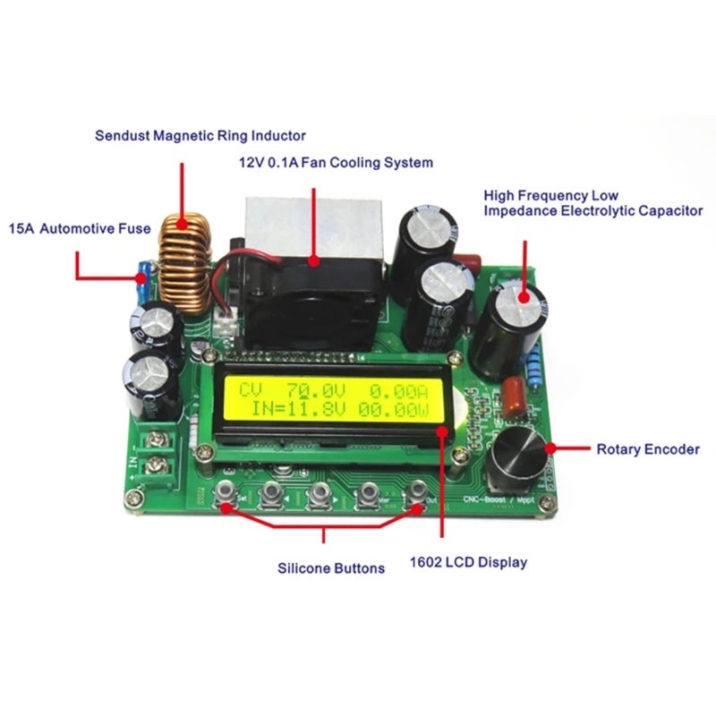 MPPT DPX800S 120V 15A DC-DC Step Up Modul Booster NC CV CC Output CNC