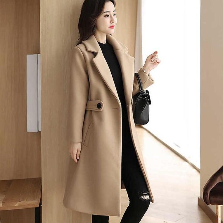 REKOMENDASI IMPORT WOMAN WINTER AUTUMN WOOLEN COAT MIRAE JAKET PANJANG WANITA BAHAN WOL MUSIM DINGIN