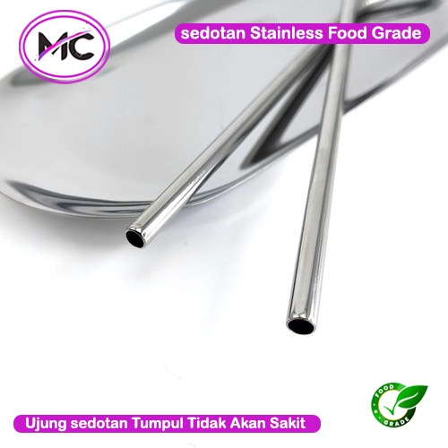 Sedotan Stainless Stell Murah Sedotan Lurus Bengkok Sikat Sedotan BPA Free Anti Karat Aman Reusable Higienis