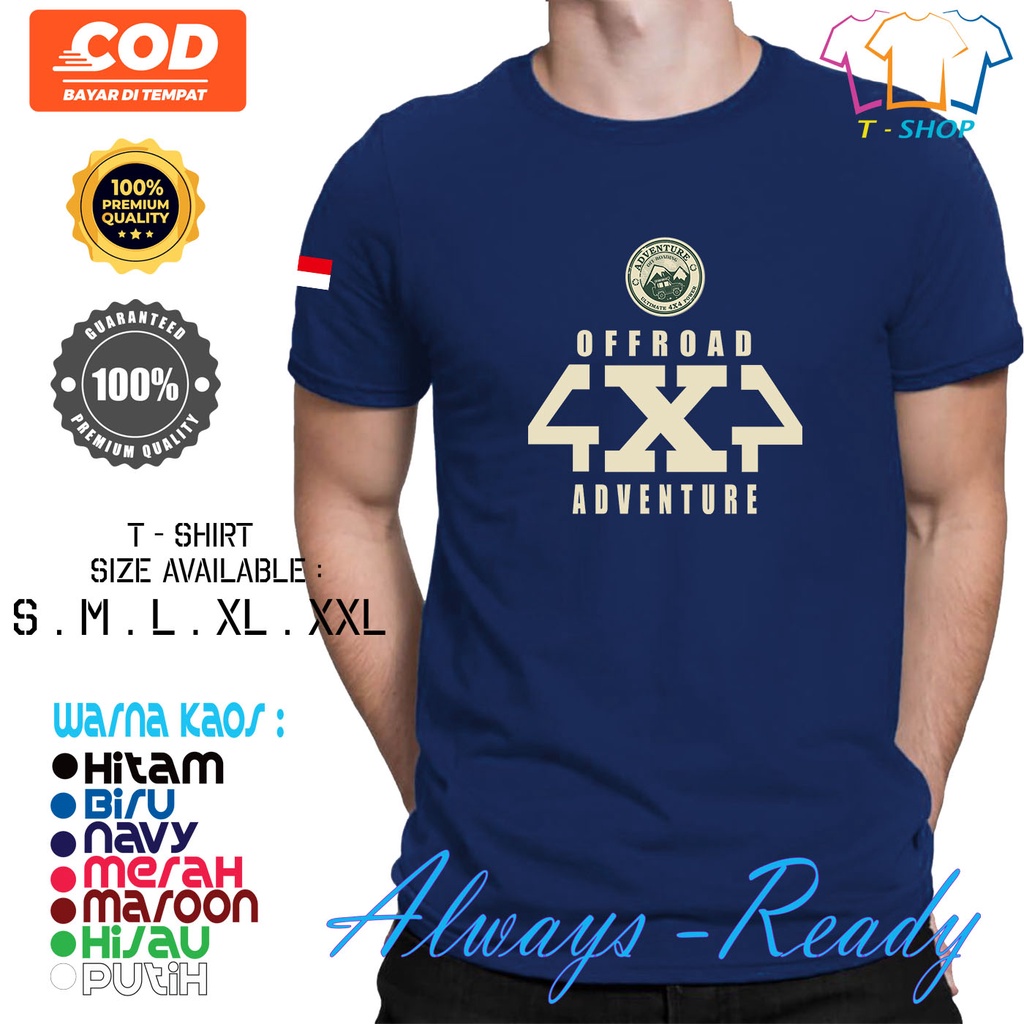 Kaos Baju Offroad Adventure 4x4 - Kaos Mobil Jeep  Kaos Pria Keren