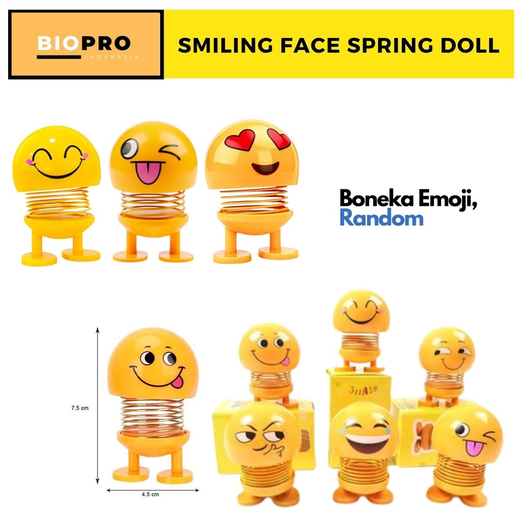 Boneka Karakter Emoji Lucu Spring Dol Pajangan Goyang Motif Random