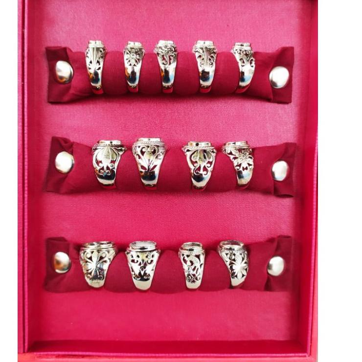 BRANDS FESTIVAL cincin akik alpaka kerawang motif perak handmade grosir 1kodi 