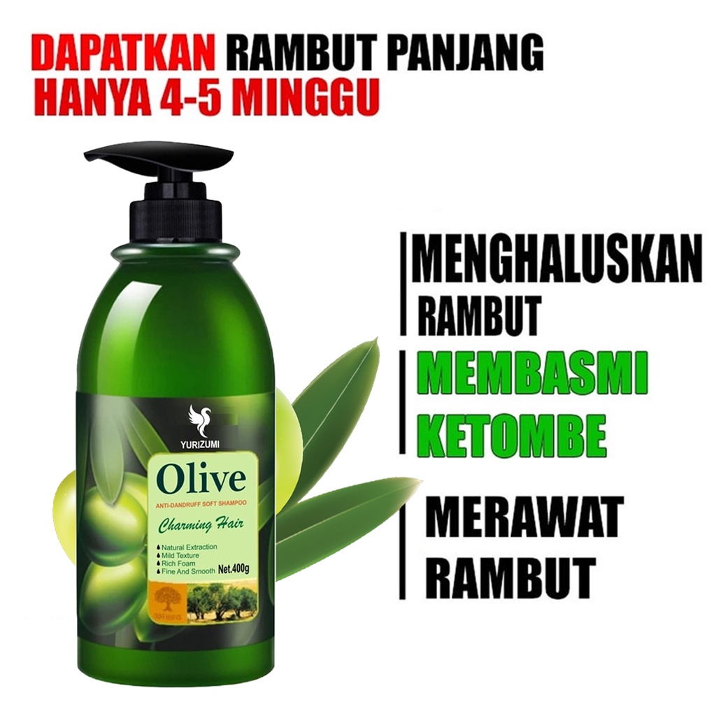 Yurizumi Olive Shampoo Anti Oksidan Shampoo Oil Pemanjang Rambut Dan Pelurus Rambut