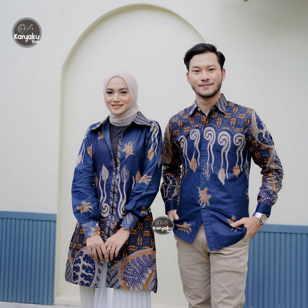 Baju Batik Couple Kemeja Pria Tunik Wanita Terbaru Terlaris 2023 M,L,XL,XXL,3L,4L(Jumbo)