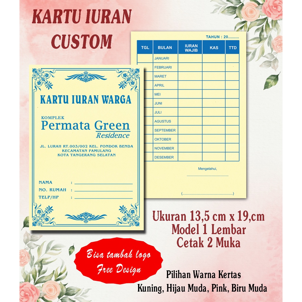 

KARTU IURAN WARGA CUSTOM