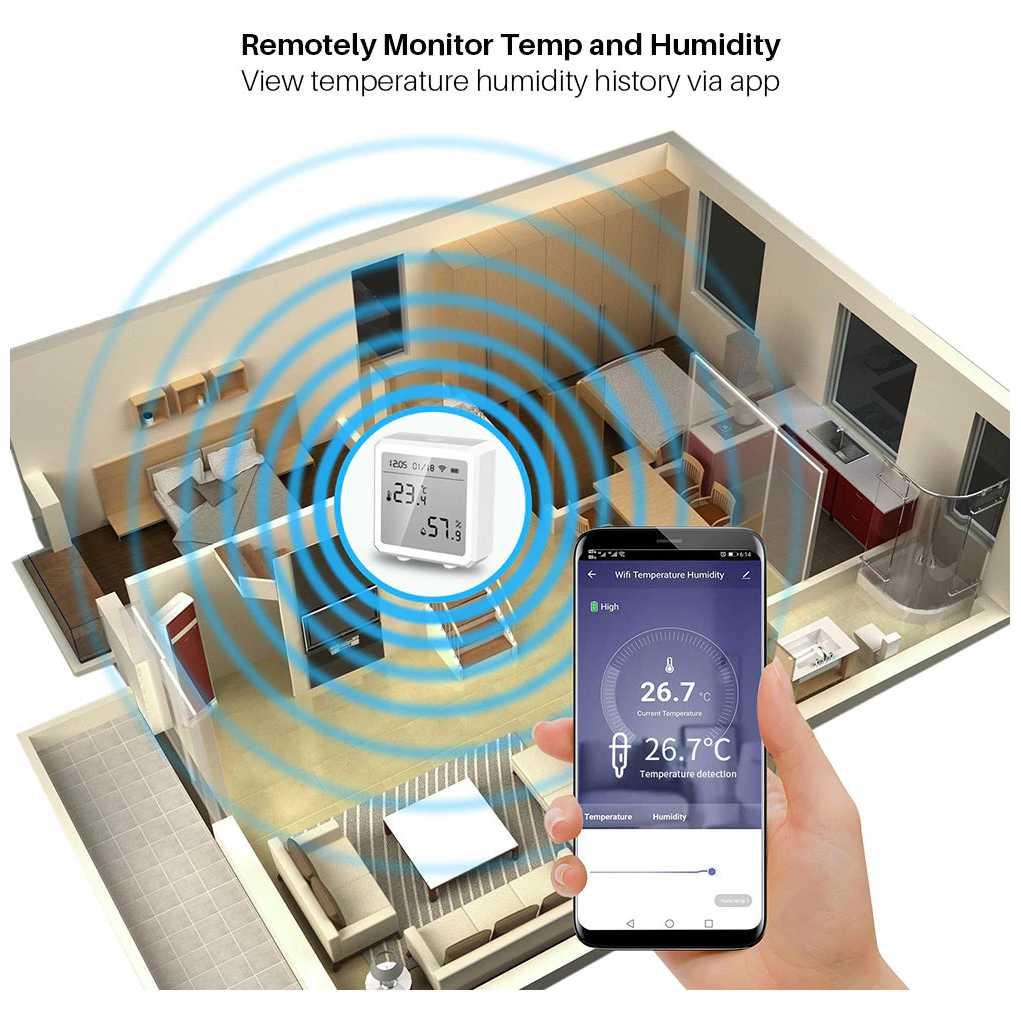 Tuya Smart Temperature Humidity Sensor Detector WiFi - LTH01-W - White