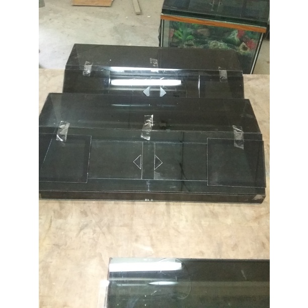 Terlaris Tutup Akuarium 60X30X30 Kaca Hitam