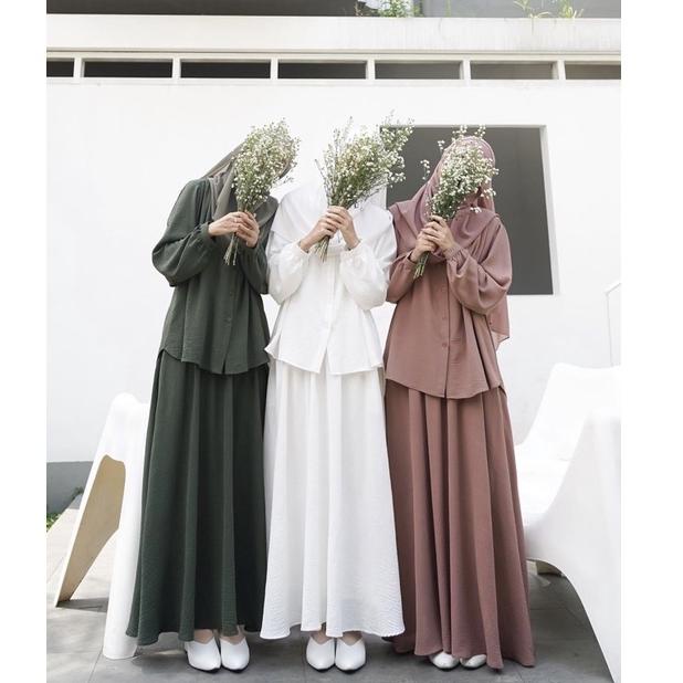 SALE TERBATAS Naura Set/HANARA SET Stelan Rok bahan airflow crinkle/ One Set Rok