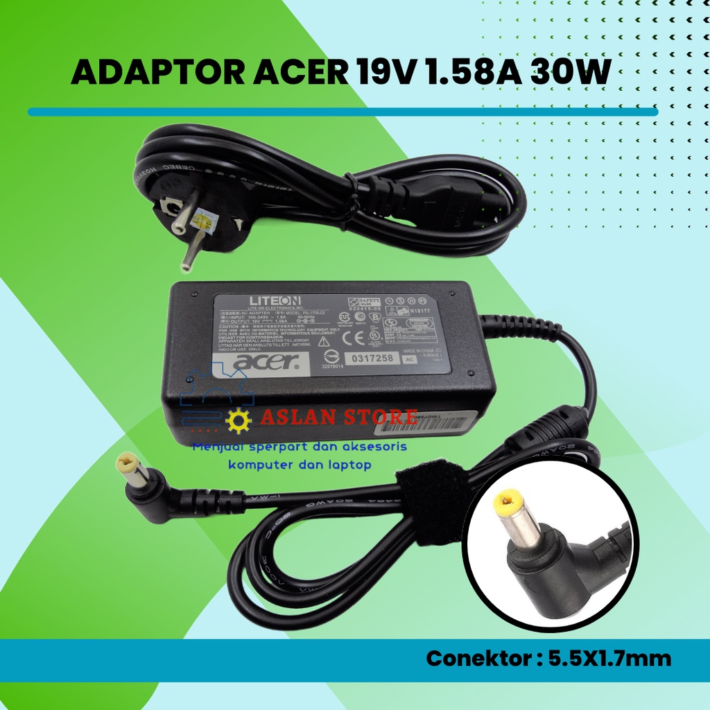 Adaptor Acer 19V 1.58A 5.5X1.7mm AC Power Adapter Acer Aspire One A150 D150 Acer Mini Netbook Series  Mini 10.1&quot; Netbook Mini 11.6&quot; Netbook Mini 8.9&quot; Netbook