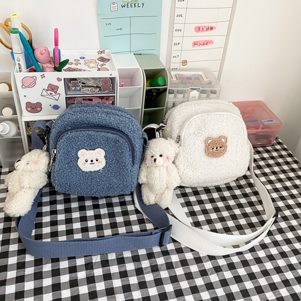 OVERFLOWS.ID CUTE BEAR WOOLEN SLING BAG TAS BEAR LUCU