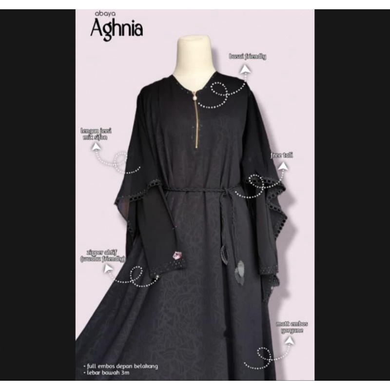 Aghnia Abaya Fursan embos, Fursan polos, sifon Busui Retseleting depan Kualitas premium