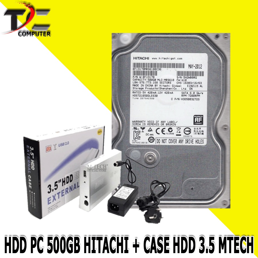 HDD HARDISK PC 500GB PLUS CASE MTECH HARDDISK 3.5 INCH