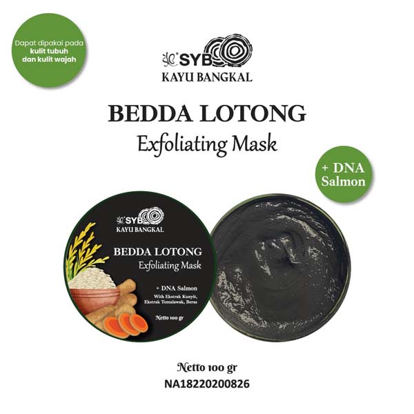 [100GR | KAYU BANGKAL + SALMON DNA | BPOM] SYB KAYU BANGKAL BEDDA LOTONG EXFOLIATING MASK 100GR_Cerianti