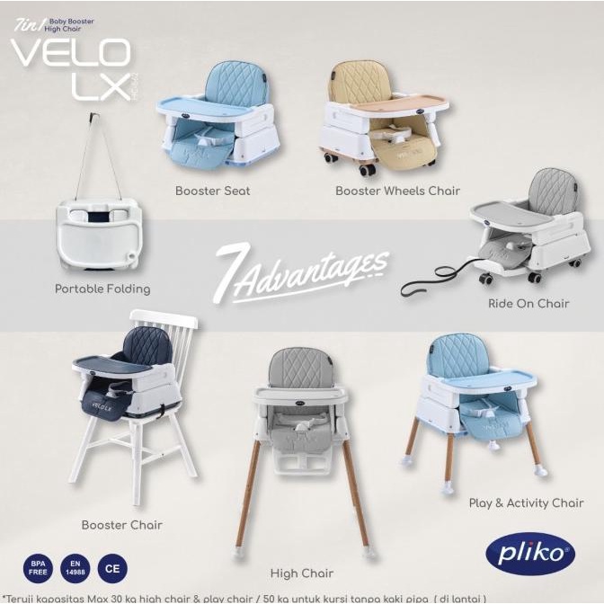 Bangku makan pliko velo lx / high chair pliko / kursi makan bayi pliko