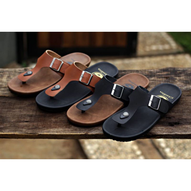 Diskon Sandal Pria Dewasa Model Terbaru / Sandal Kulit Pria / Sandal Jepit Pria / Sandal Asli Kulit 
