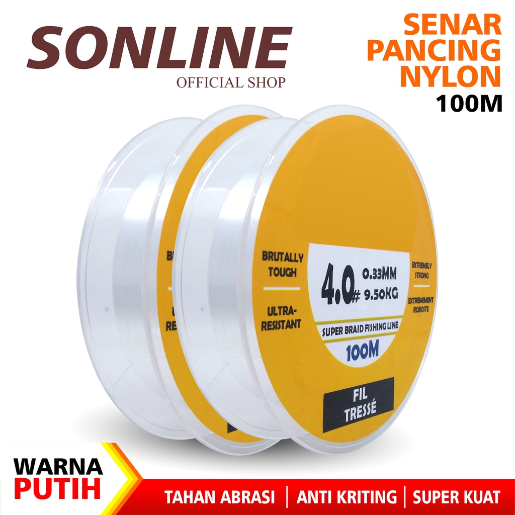 SONLINE Tali Pancing 100m Warna Putih Senar Pancing Nilon Aquasea Gorilla Tough Super Braid Fishing Line Kuat &amp; Tahan Bahan