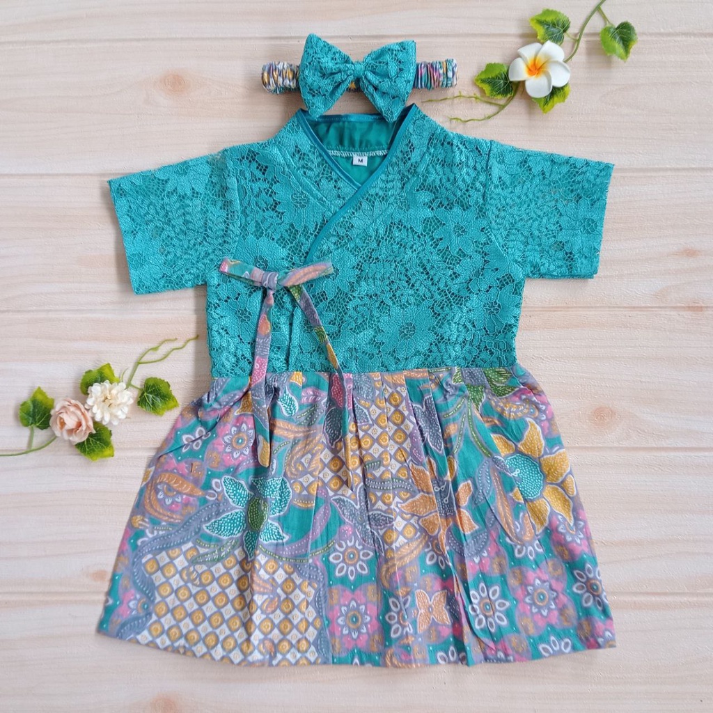 Hanbok Anak / Dress Anak Korean Style / Hanbok Batik / Hanbok Brokat Toska