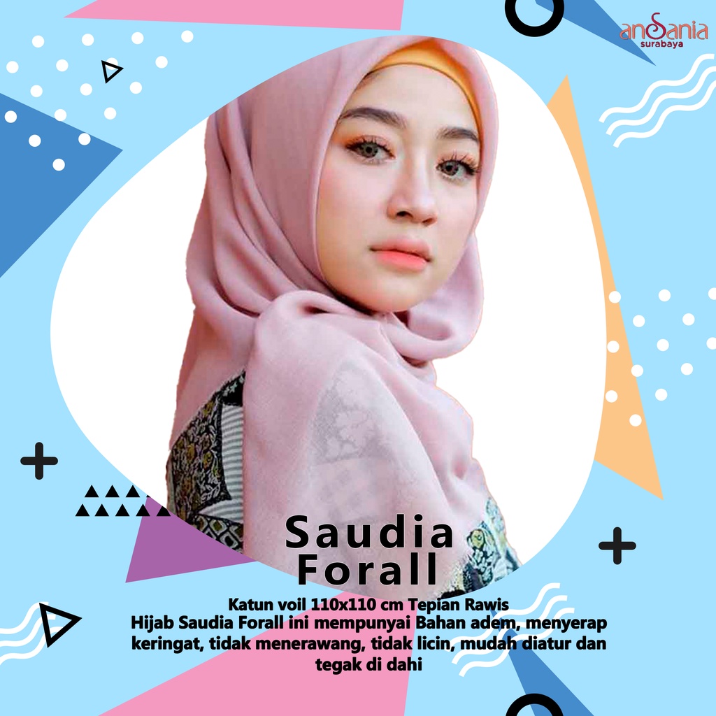 Saudia Rawis Saudia Forall Kerudung Segi Empat Hijab Segi Empat Jilbab Segi Empat Polos Segi Empat