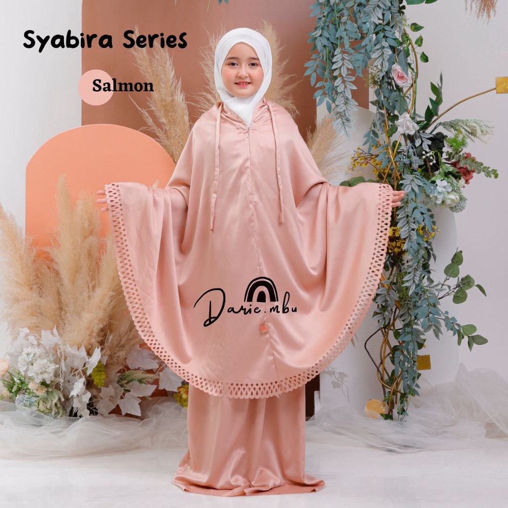 Mukena Anak Mewah Lasercut Sutra Velvet Daily Syabira Series 2in1