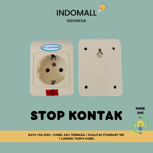 stop kontak arde 1 lubang/stop kontak arde satu lubang/stop kontak sni/stop kontak