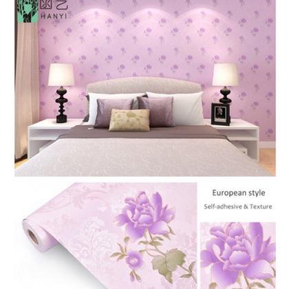 Wallpaper Dinding Bunga Kilap Ungu