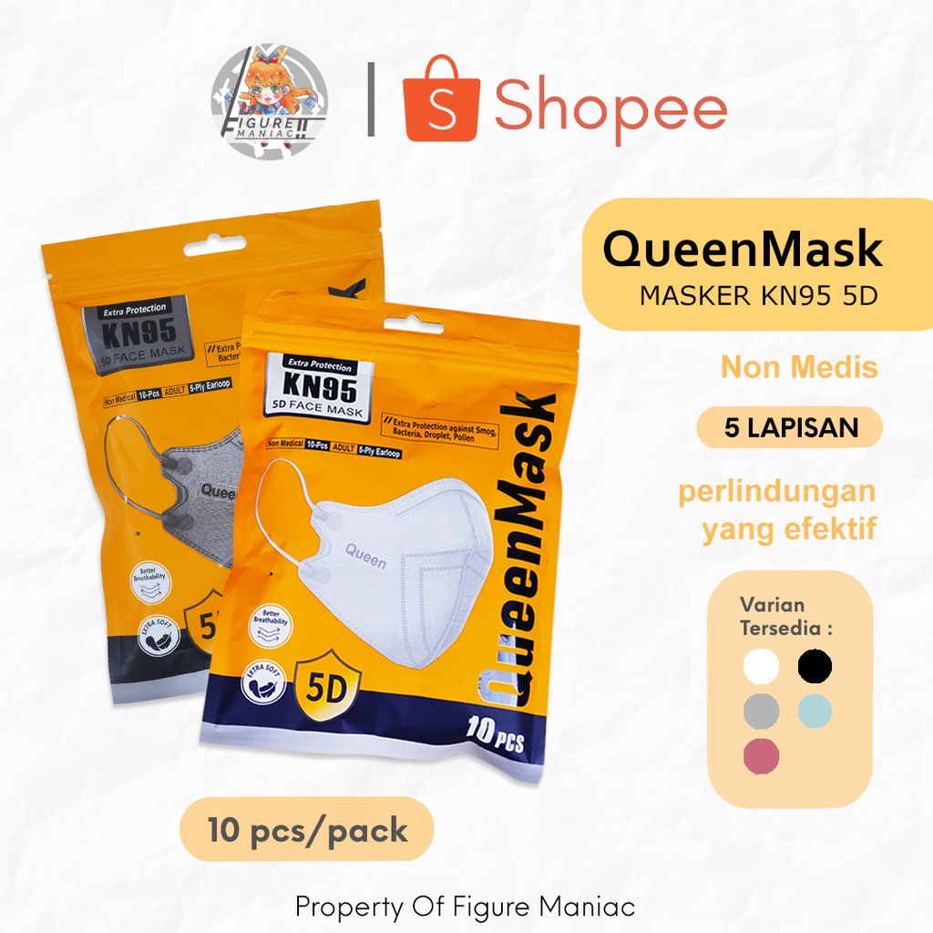 Figure Maniac - Masker QueenMask 5D Original isi 10 Pcs KN95